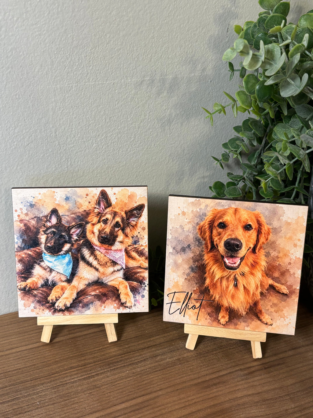 Custom Watercolor Pet Portrait on Wood