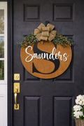 Personalized Monogram Family Name Door Hanger | Custom Wood Front Door Sign