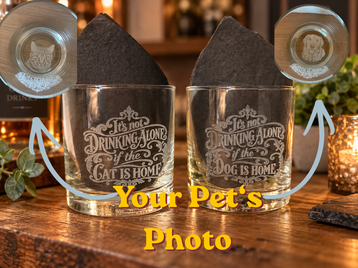 Custom Pet Whiskey Glass – 10 oz Lowball Glass for Dog & Cat Lovers