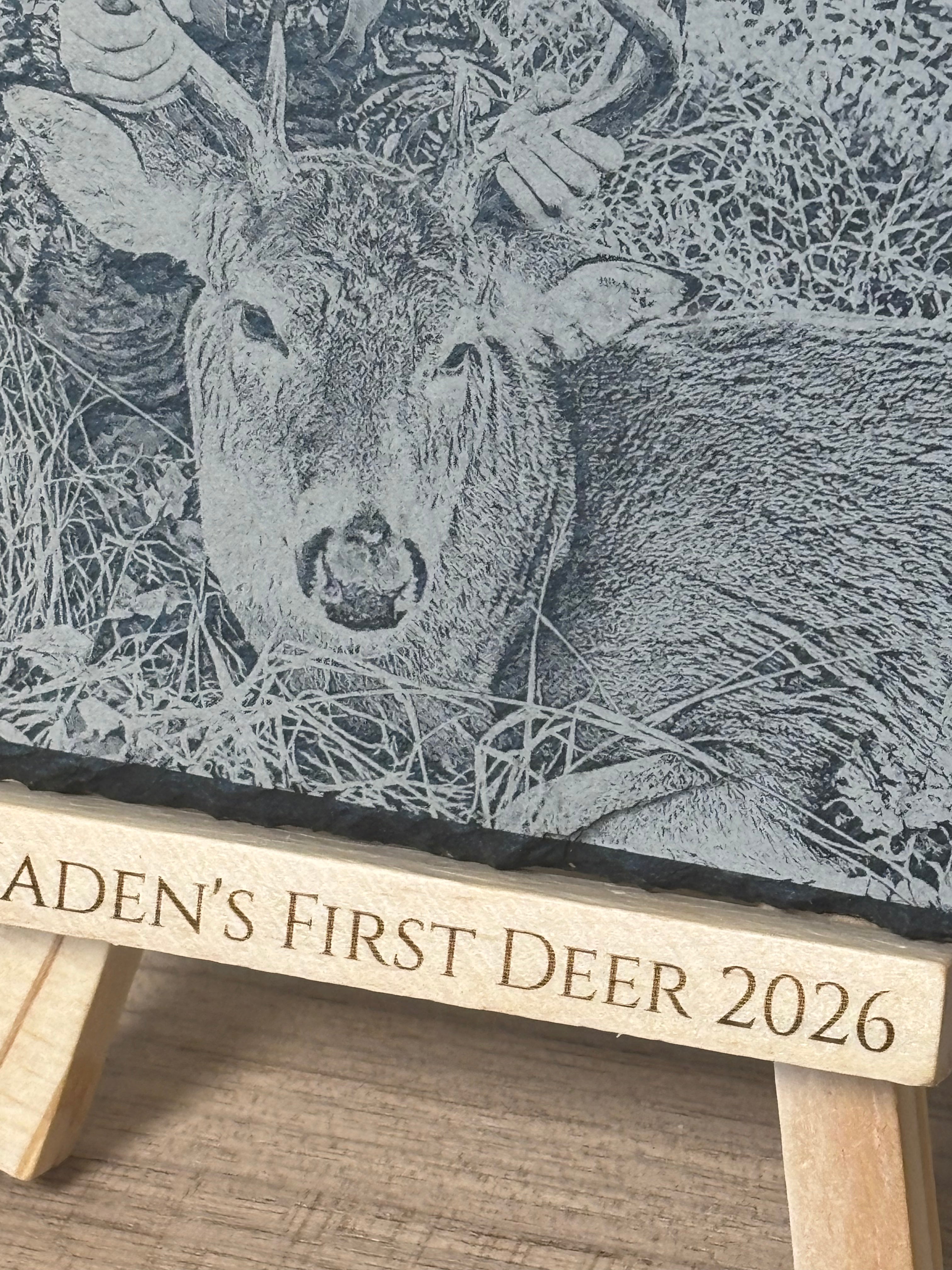 Custom photo slate memory display, with easel