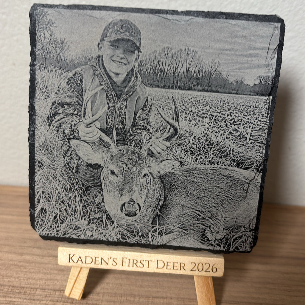 Custom photo slate memory display, with easel