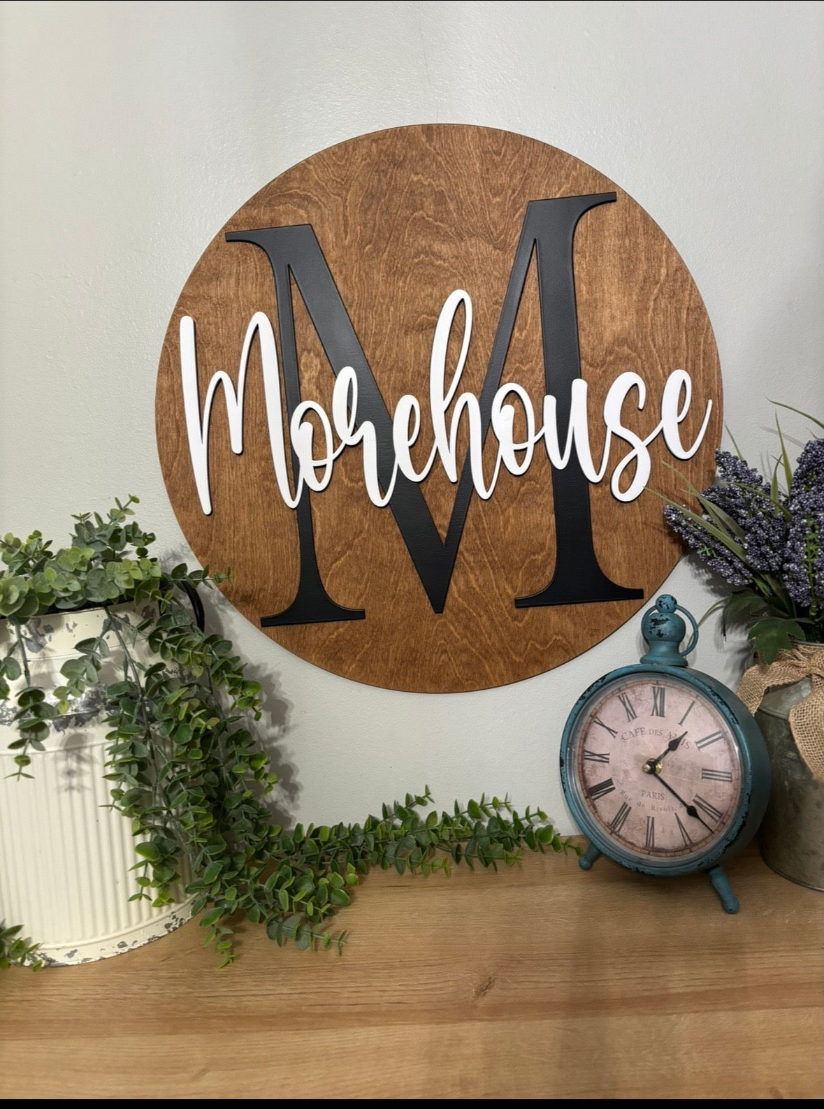 Personalized Monogram Family Name Door Hanger | Custom Wood Front Door Sign