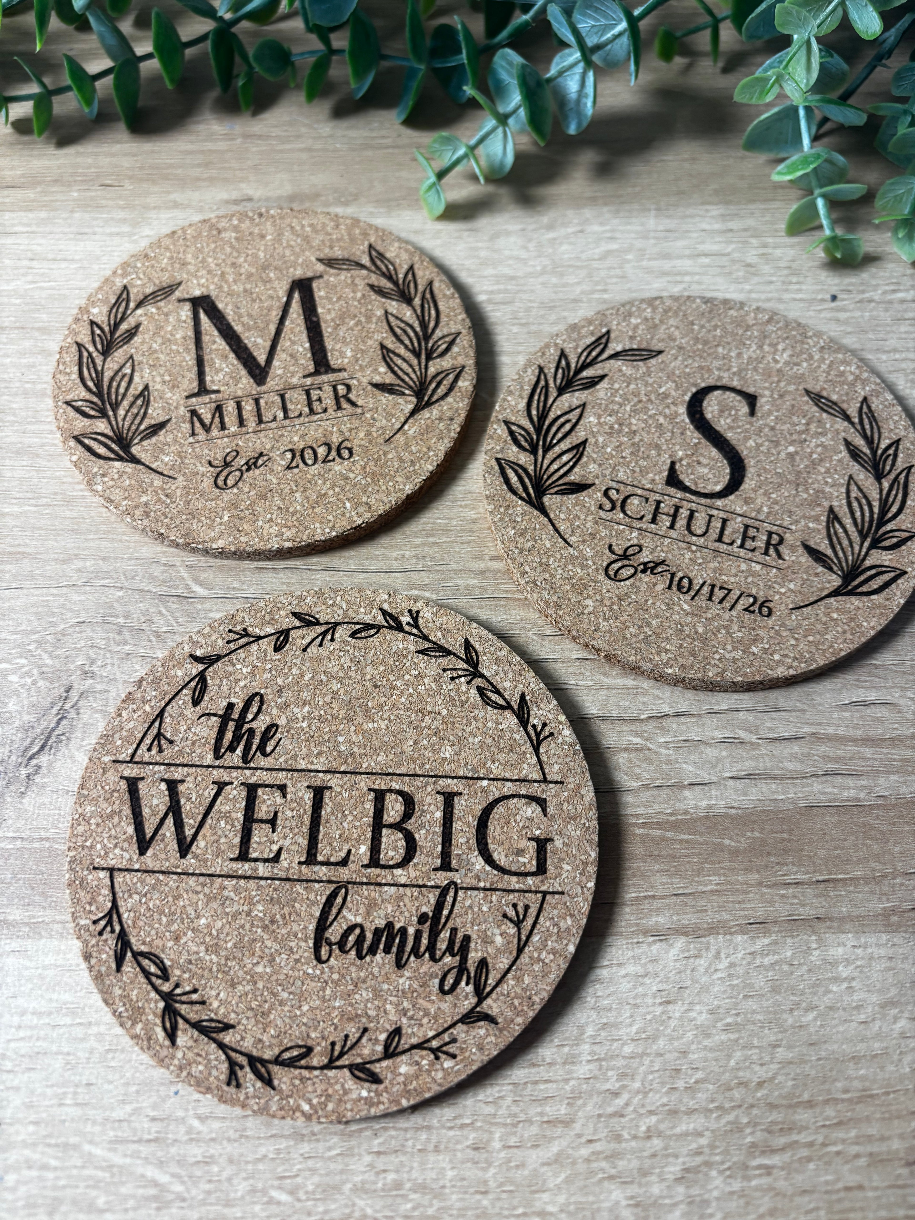 Custom Laser Engraved Cork Coasters – Perfect Personalized Gift!