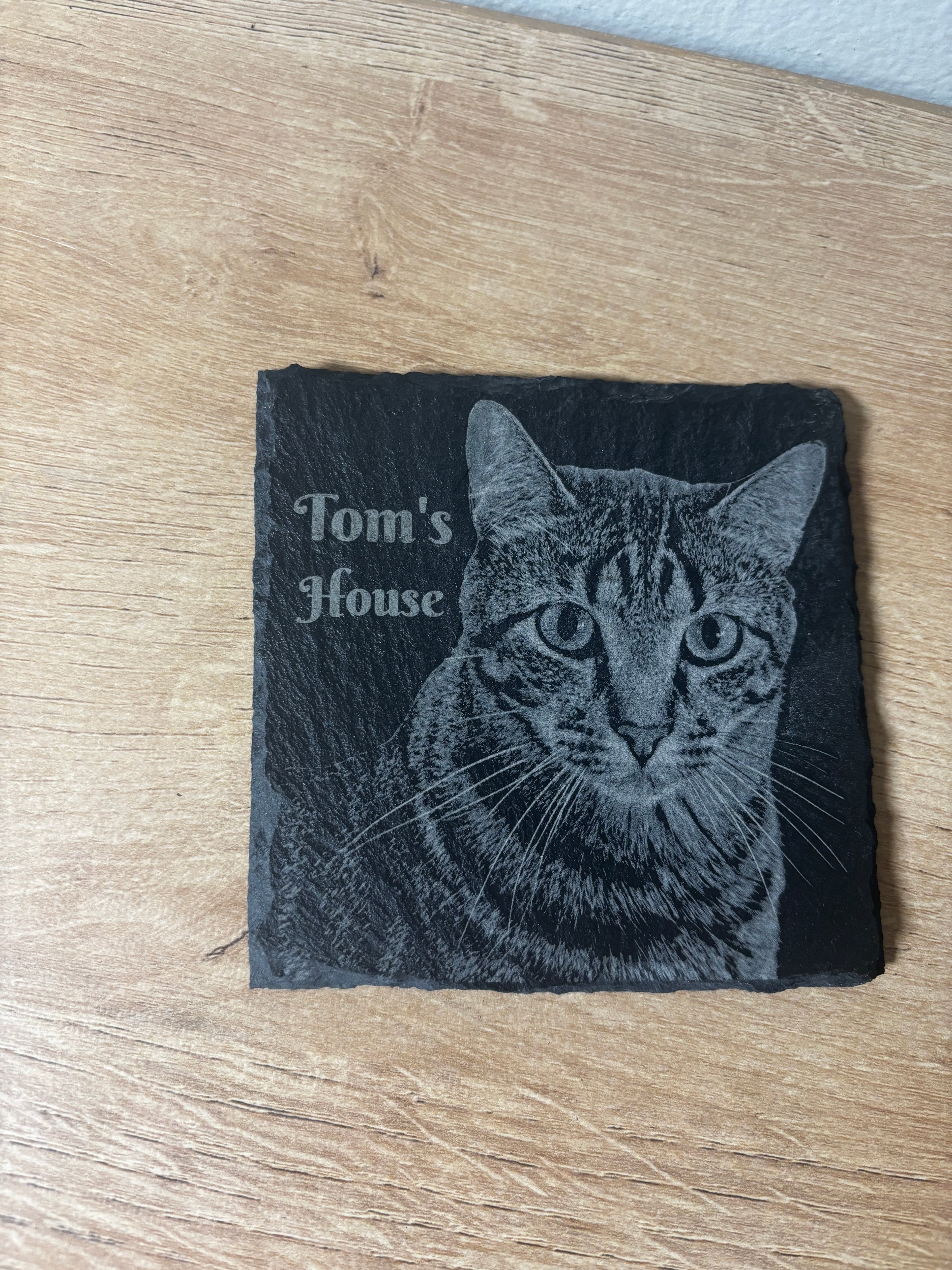Custom Pet Portrait Slate Coasters | Personalized Laser-Engraved Pet Photo | Sunday Creations