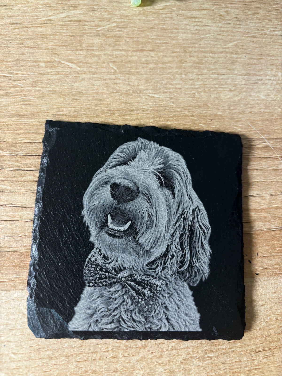Personalized Pet Lover Gift Bundle | Custom Slate Portrait + Pet Keychain | Sunday Creations