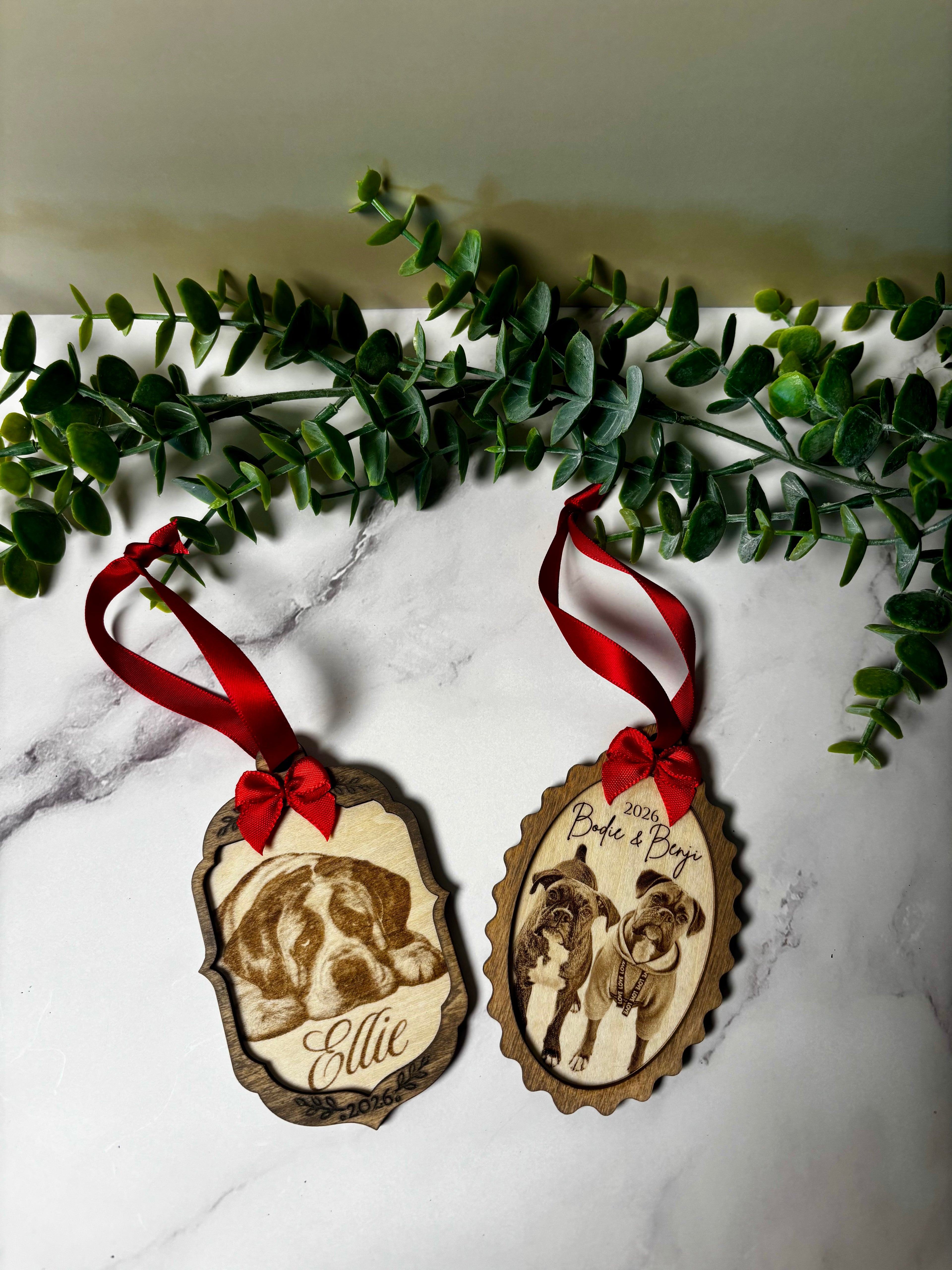 Personalized Pet Photo Christmas Ornament – Custom Pet Portrait