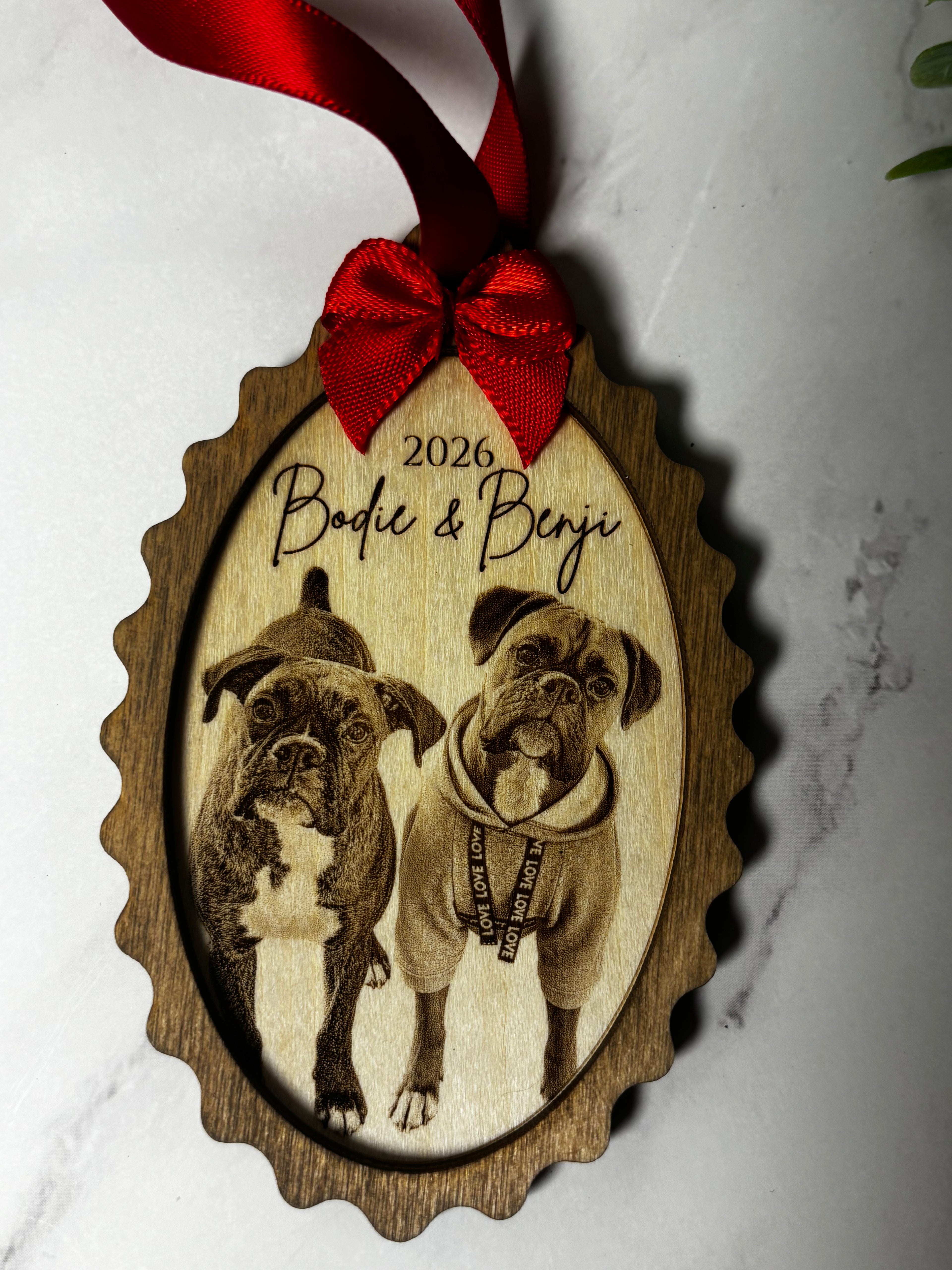 Personalized Pet Photo Christmas Ornament – Custom Pet Portrait