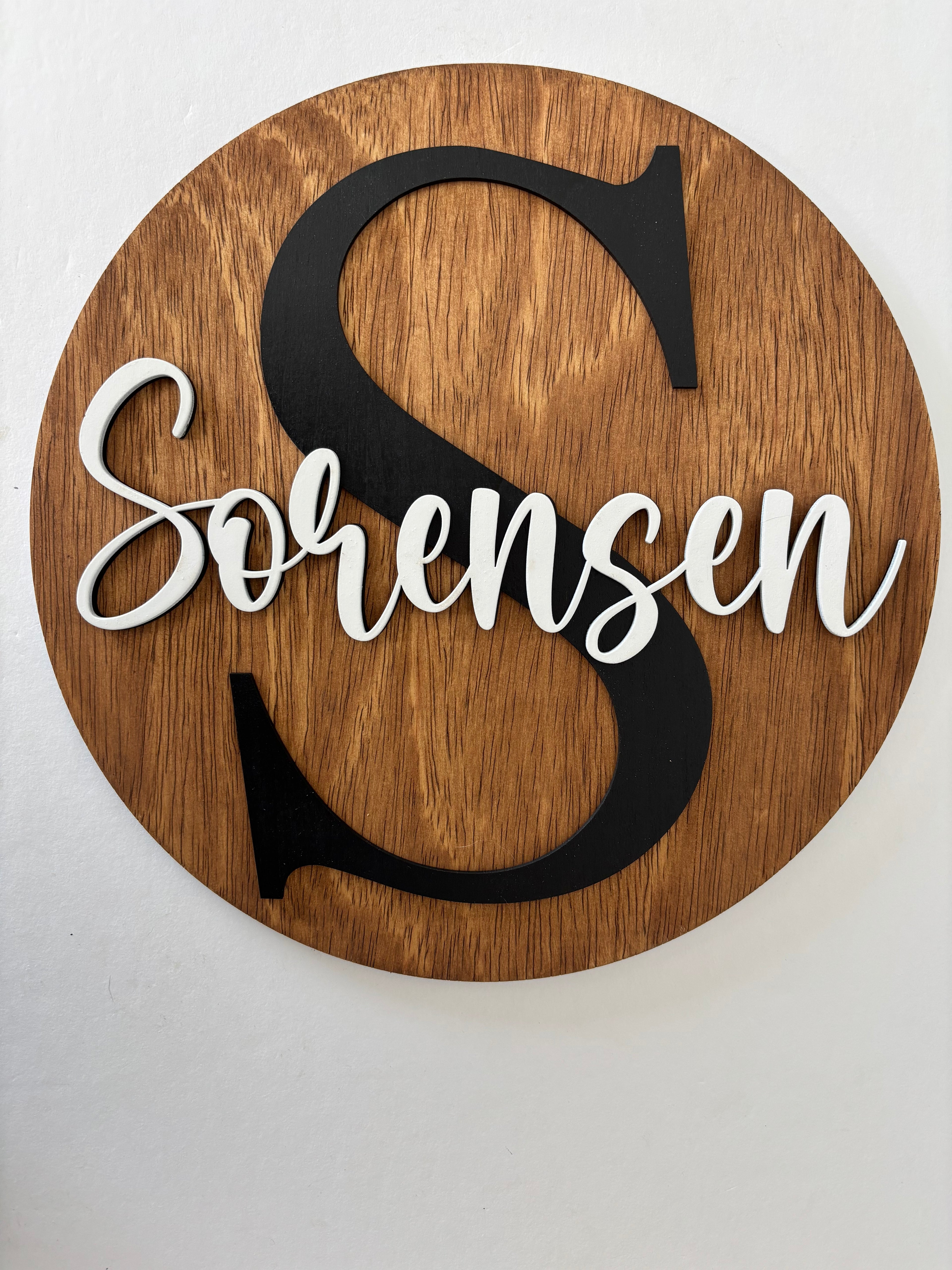 Personalized Monogram Family Name Door Hanger | Custom Wood Front Door Sign