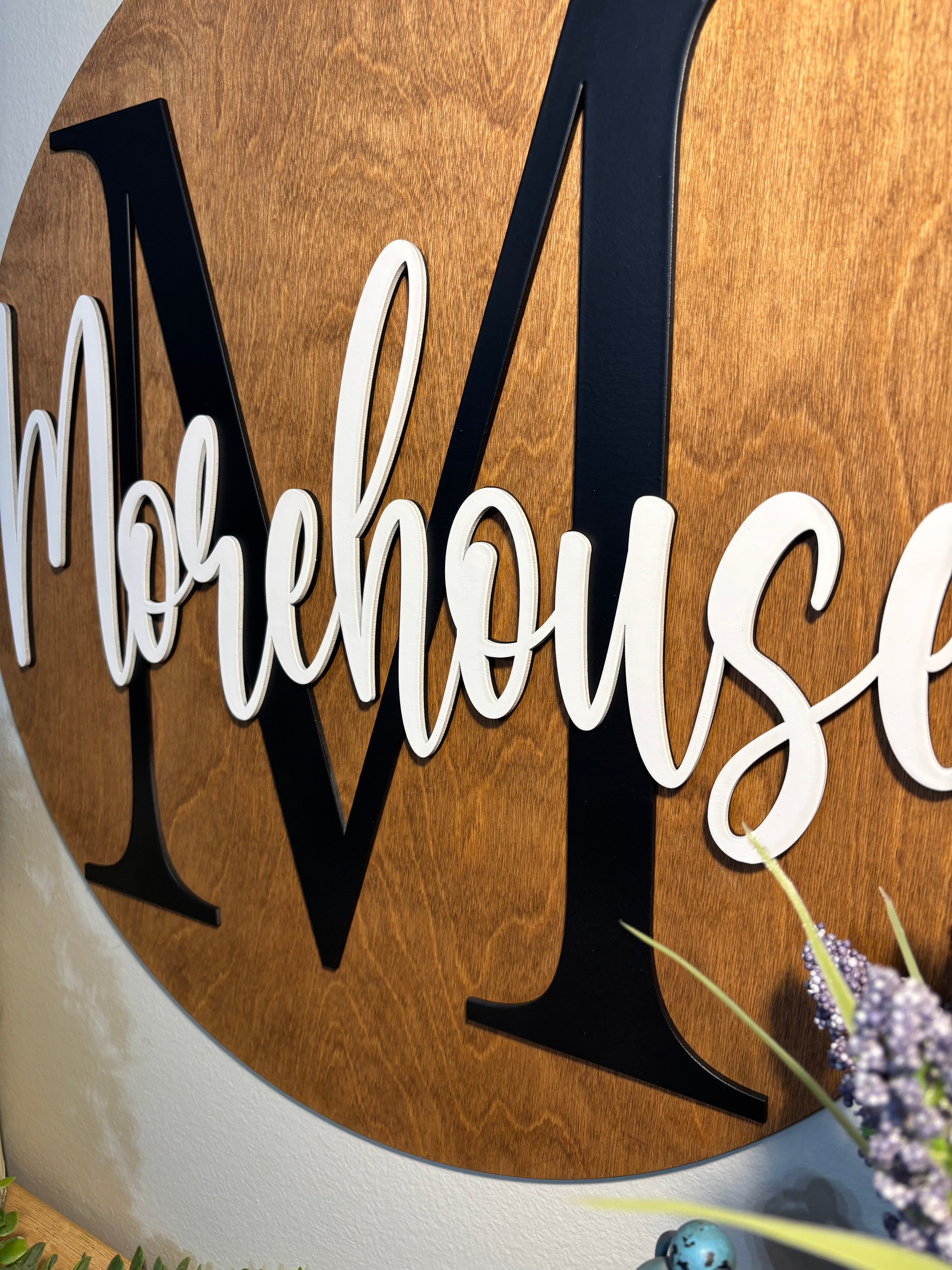 Personalized Monogram Family Name Door Hanger | Custom Wood Front Door Sign