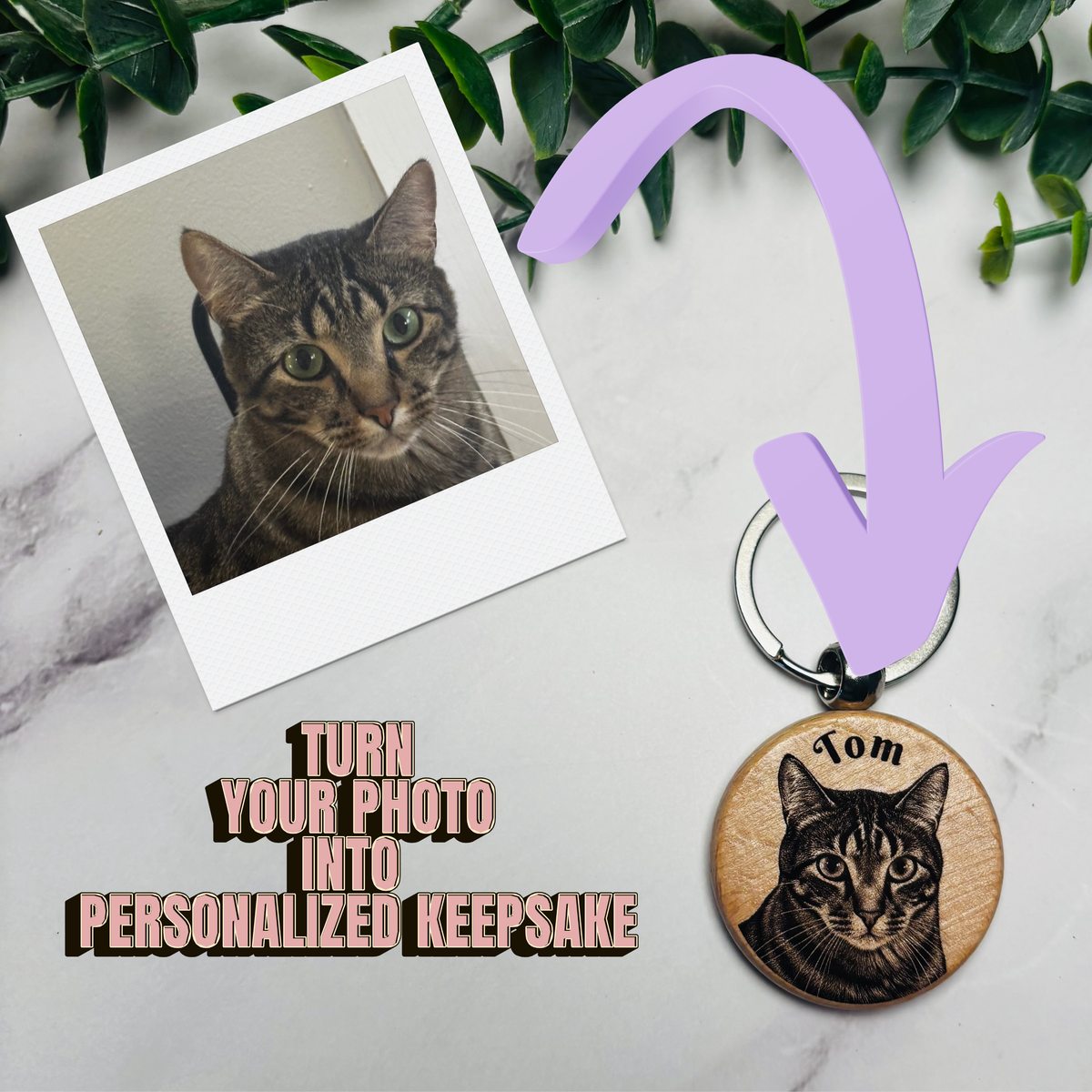 Personalized Pet Photo Keychain – Custom Pet Portrait
