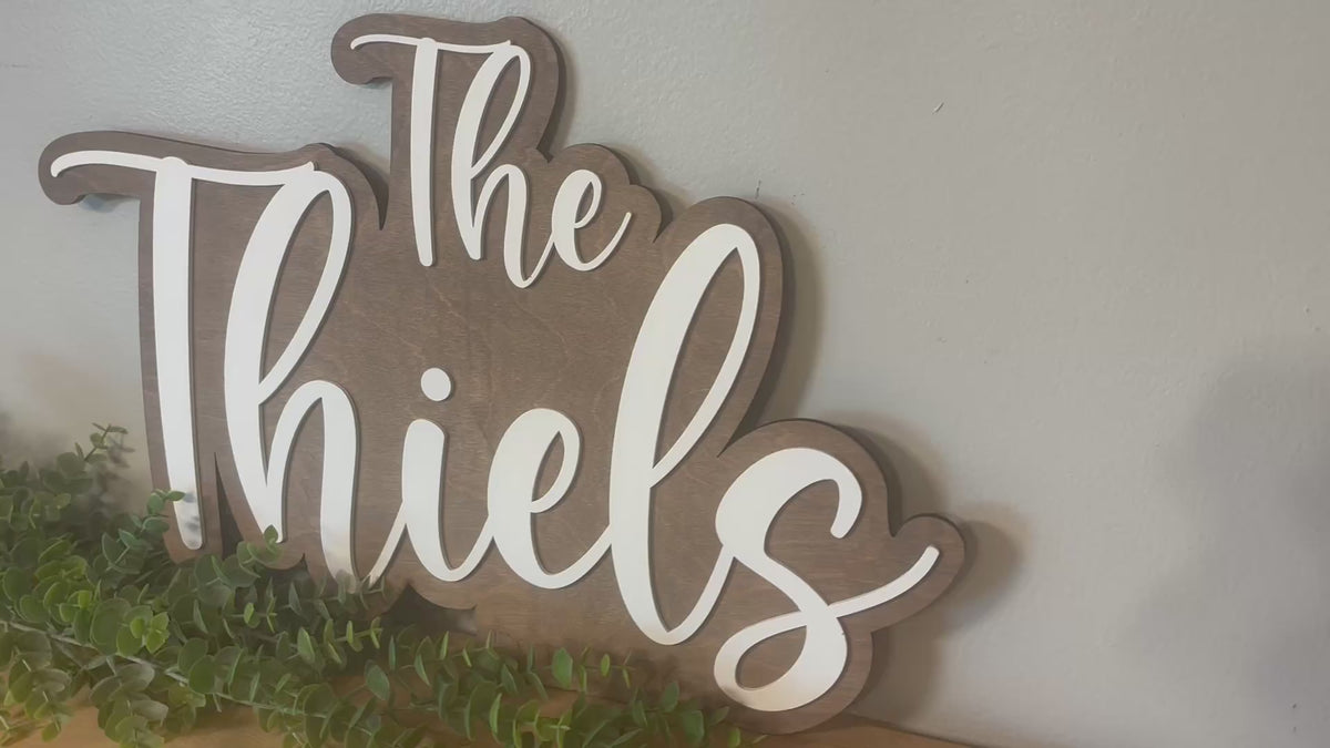 Personalized Family Name Sign – Layered Wood Last Name Decor