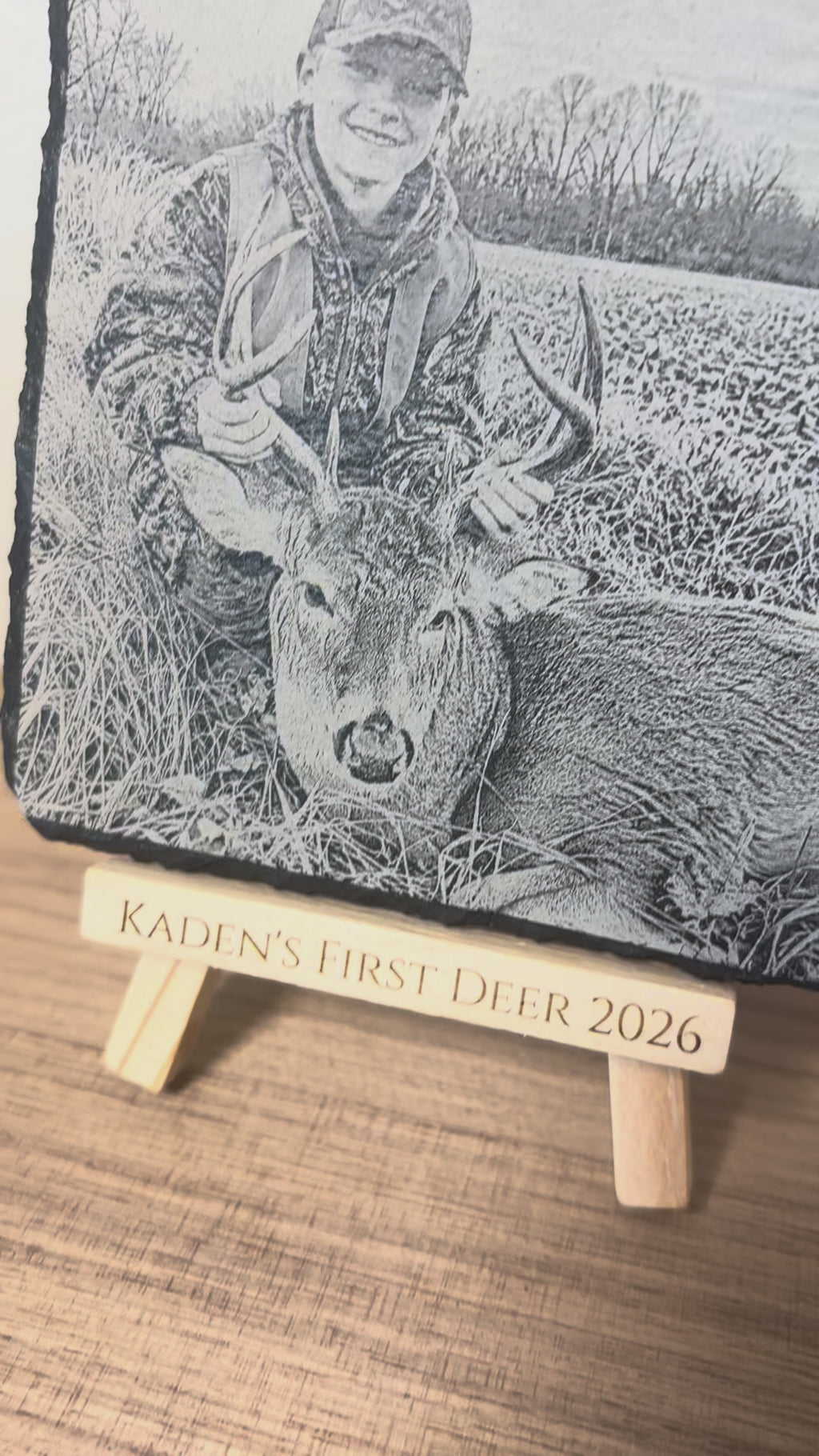 Custom photo slate memory display, with easel