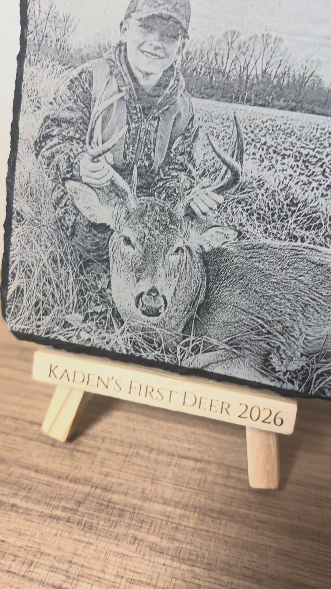 Custom photo slate memory display, with easel